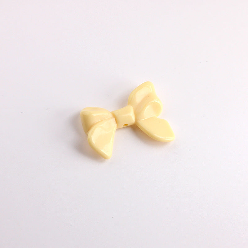 Acrylic Bow Tie With 2~2.9mm Hole Size For Jewelry Making Ribbons In Beige, Sweet Style Accessories