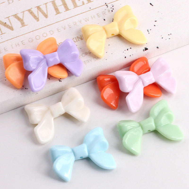 Acrylic Bow Tie With 2~2.9mm Hole Size For Jewelry Making Ribbons In Beige, Sweet Style Accessories