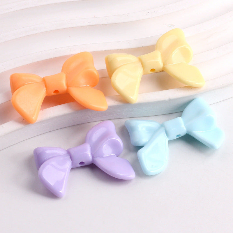 Acrylic Bow Tie With 2~2.9mm Hole Size For Jewelry Making Ribbons In Beige, Sweet Style Accessories