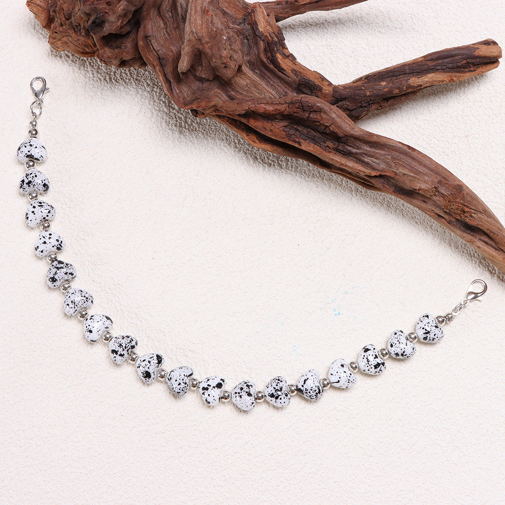 Heart Shape Acrylic Chain With Beaded Chain Hat Band Type Featuring Electroplated Craftsmanship In Multicolor For Jewelry Accessories
