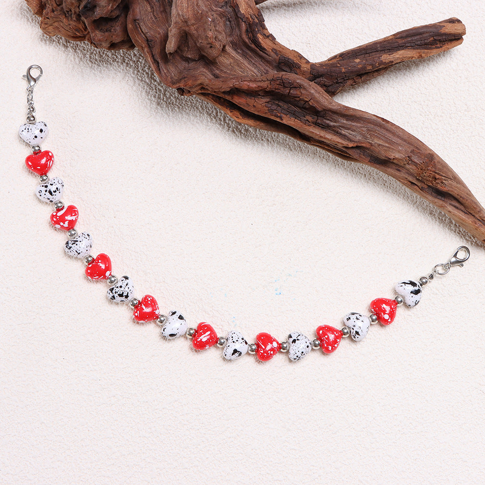 Heart Shape Acrylic Chain With Beaded Chain Hat Band Type Featuring Electroplated Craftsmanship In Multicolor For Jewelry Accessories