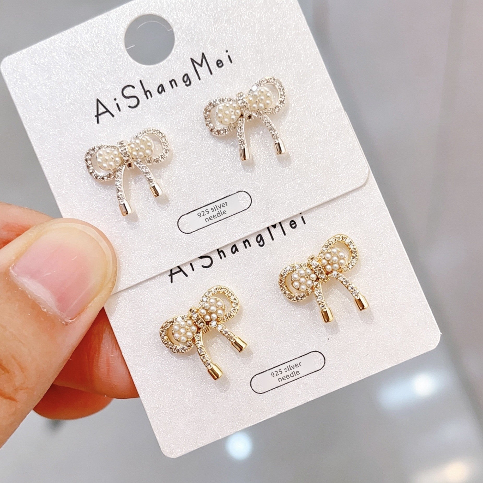 Bow Tie Stud Earrings For Women In New Style With 925 Sterling Silver Posts And Real Gold Plated Copper Featuring Seed Bead Inlay