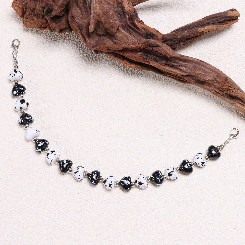 Heart Shape Acrylic Chain With Beaded Chain Hat Band Type Featuring Electroplated Craftsmanship In Multicolor For Jewelry Accessories