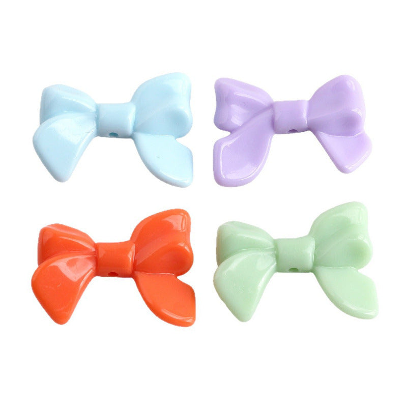 Acrylic Bow Tie With 2~2.9mm Hole Size For Jewelry Making Ribbons In Beige, Sweet Style Accessories