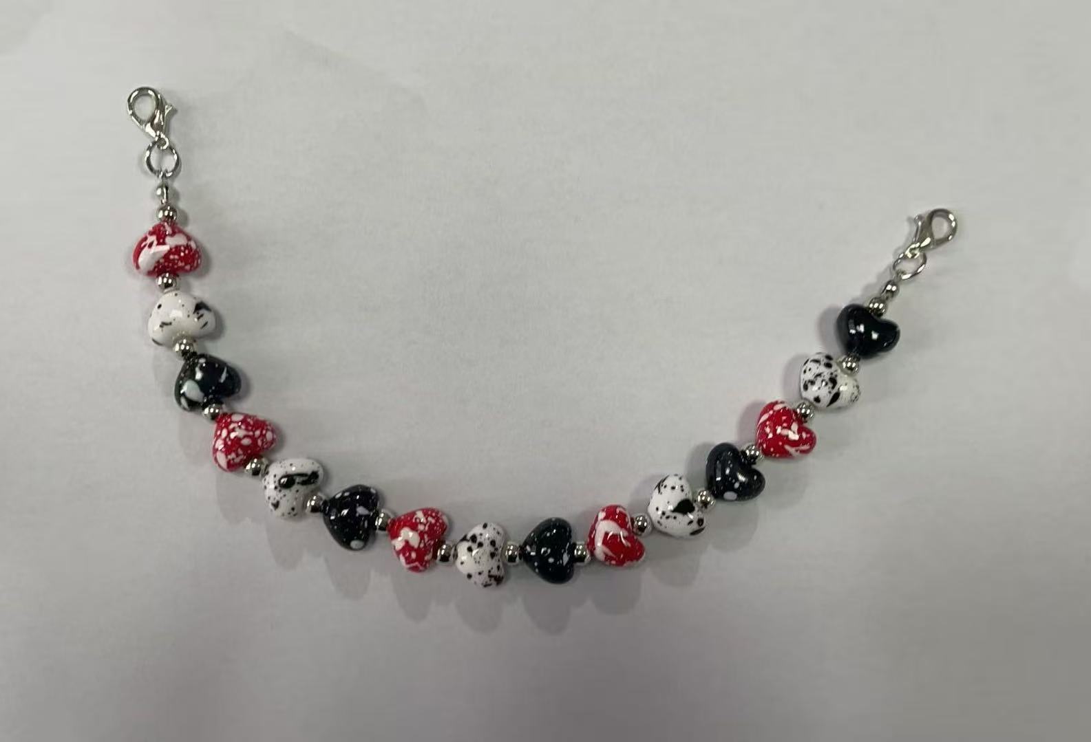 Heart Shape Acrylic Chain With Beaded Chain Hat Band Type Featuring Electroplated Craftsmanship In Multicolor For Jewelry Accessories