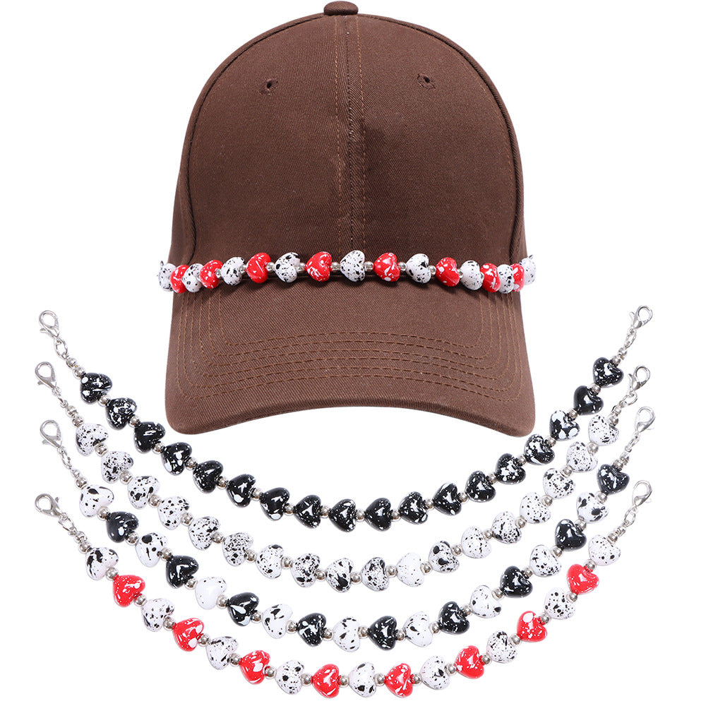 Heart Shape Acrylic Chain With Beaded Chain Hat Band Type Featuring Electroplated Craftsmanship In Multicolor For Jewelry Accessories