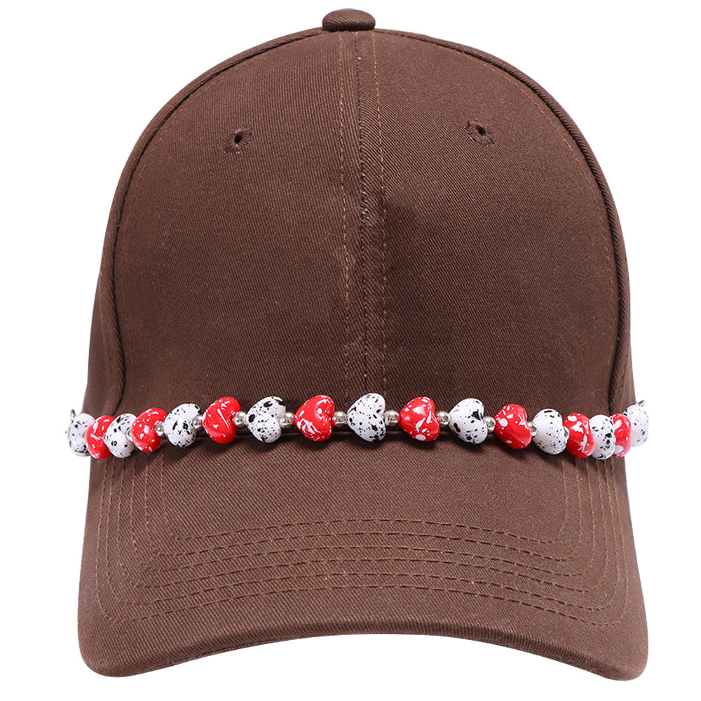 Heart Shape Acrylic Chain With Beaded Chain Hat Band Type Featuring Electroplated Craftsmanship In Multicolor For Jewelry Accessories