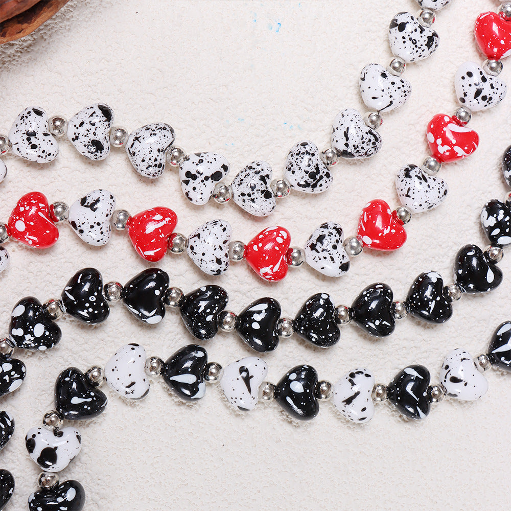 Heart Shape Acrylic Chain With Beaded Chain Hat Band Type Featuring Electroplated Craftsmanship In Multicolor For Jewelry Accessories