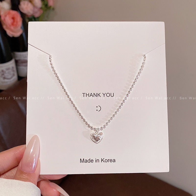 Heart Shape Double Layer Necklace For Women In Sweet Style With Copper Pendant And Zircon Inlay, Electroplated Gold Finish