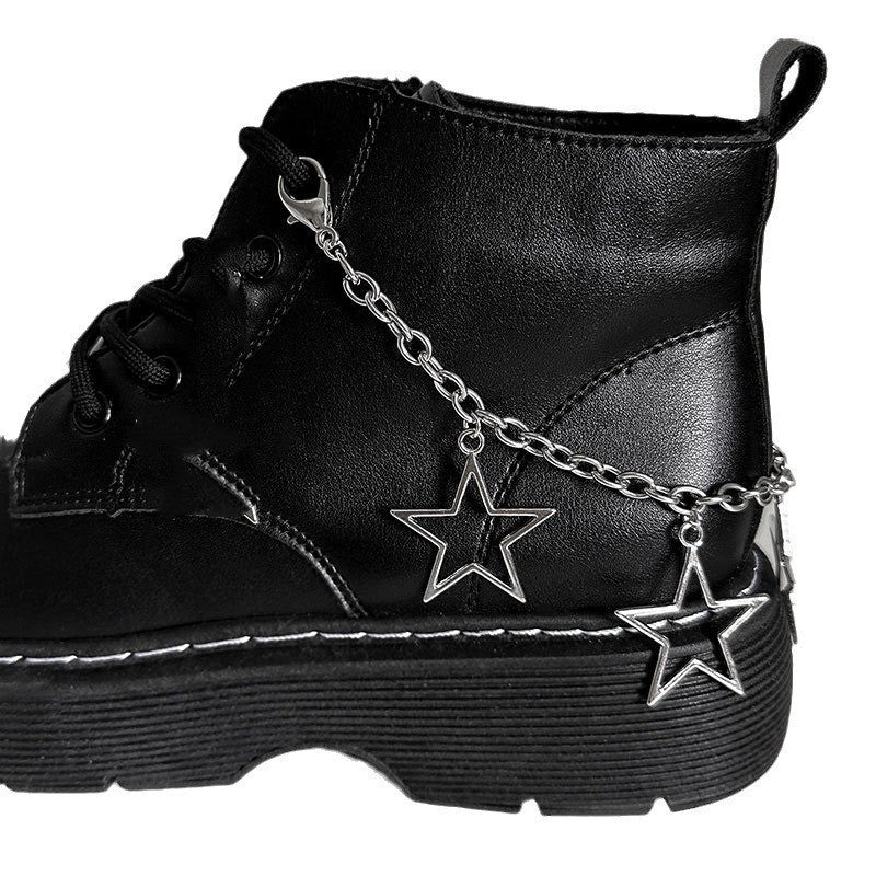 Electroplated Star Pendant Shoe Chain In Titanium Steel Featuring An Exaggerated Style