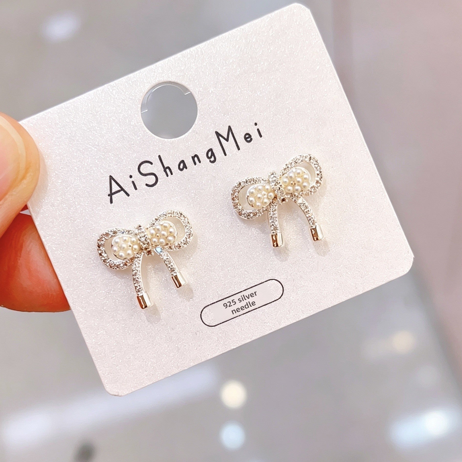 Bow Tie Stud Earrings For Women In New Style With 925 Sterling Silver Posts And Real Gold Plated Copper Featuring Seed Bead Inlay