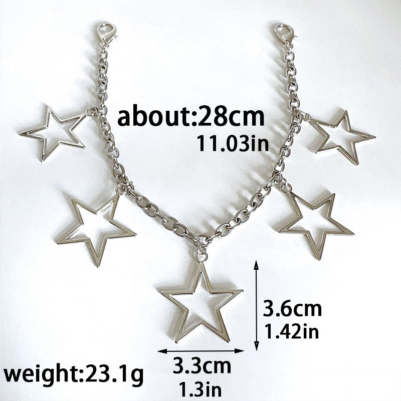 Electroplated Star Pendant Shoe Chain In Titanium Steel Featuring An Exaggerated Style