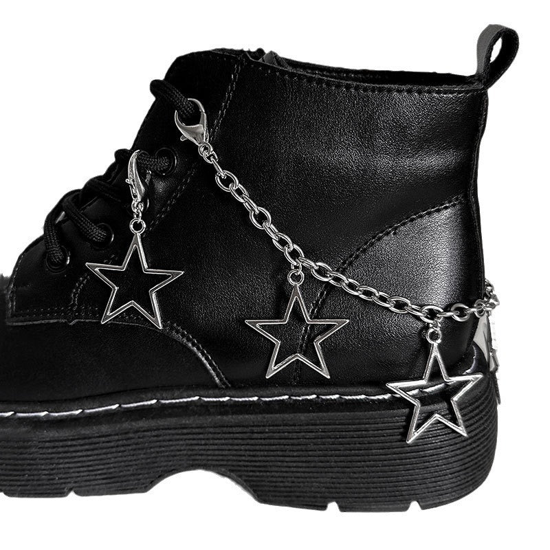 Electroplated Star Pendant Shoe Chain In Titanium Steel Featuring An Exaggerated Style