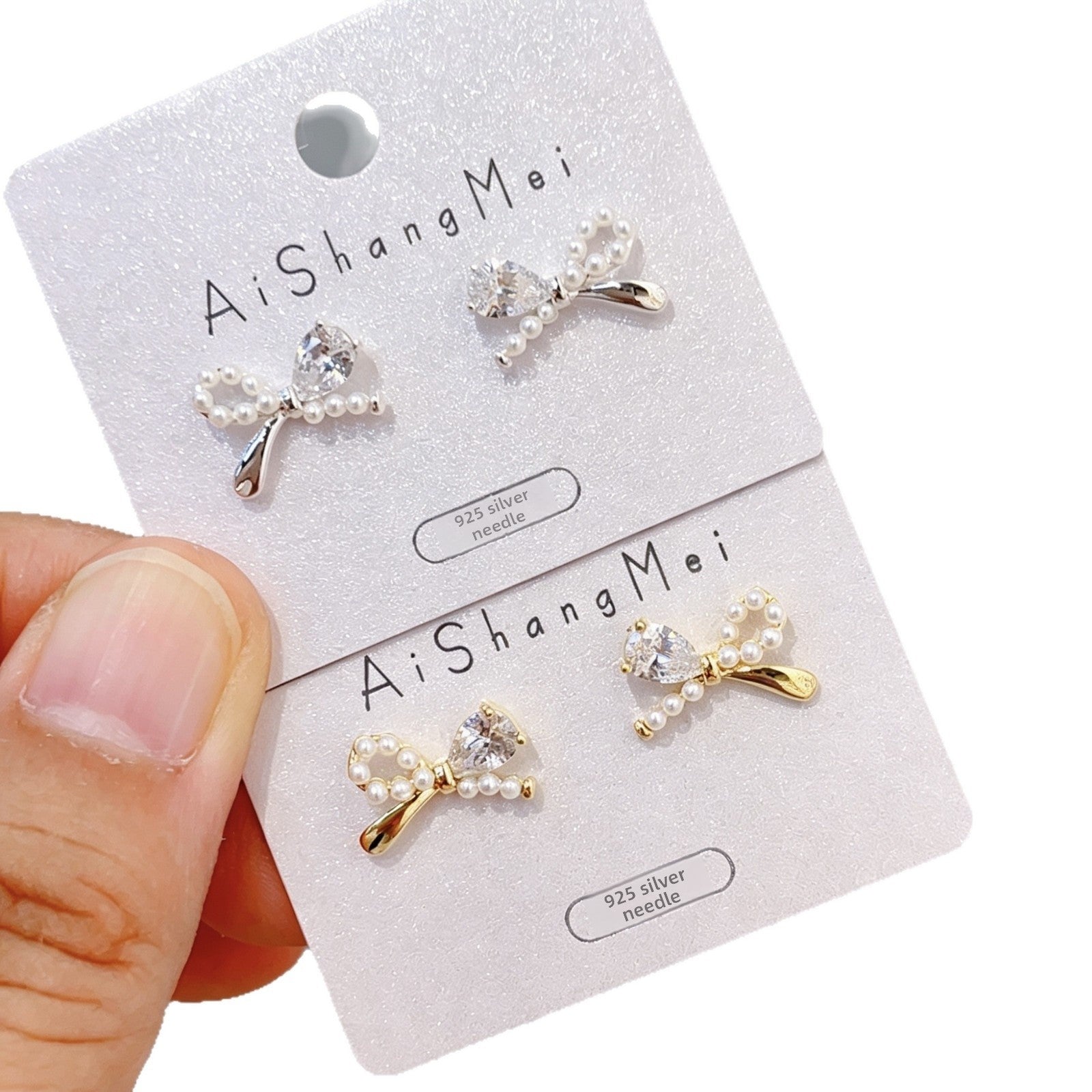 Bow Tie Stud Earrings For Women In New Style With 925 Sterling Silver Posts And Real Gold Plated Copper Featuring Seed Bead Inlay