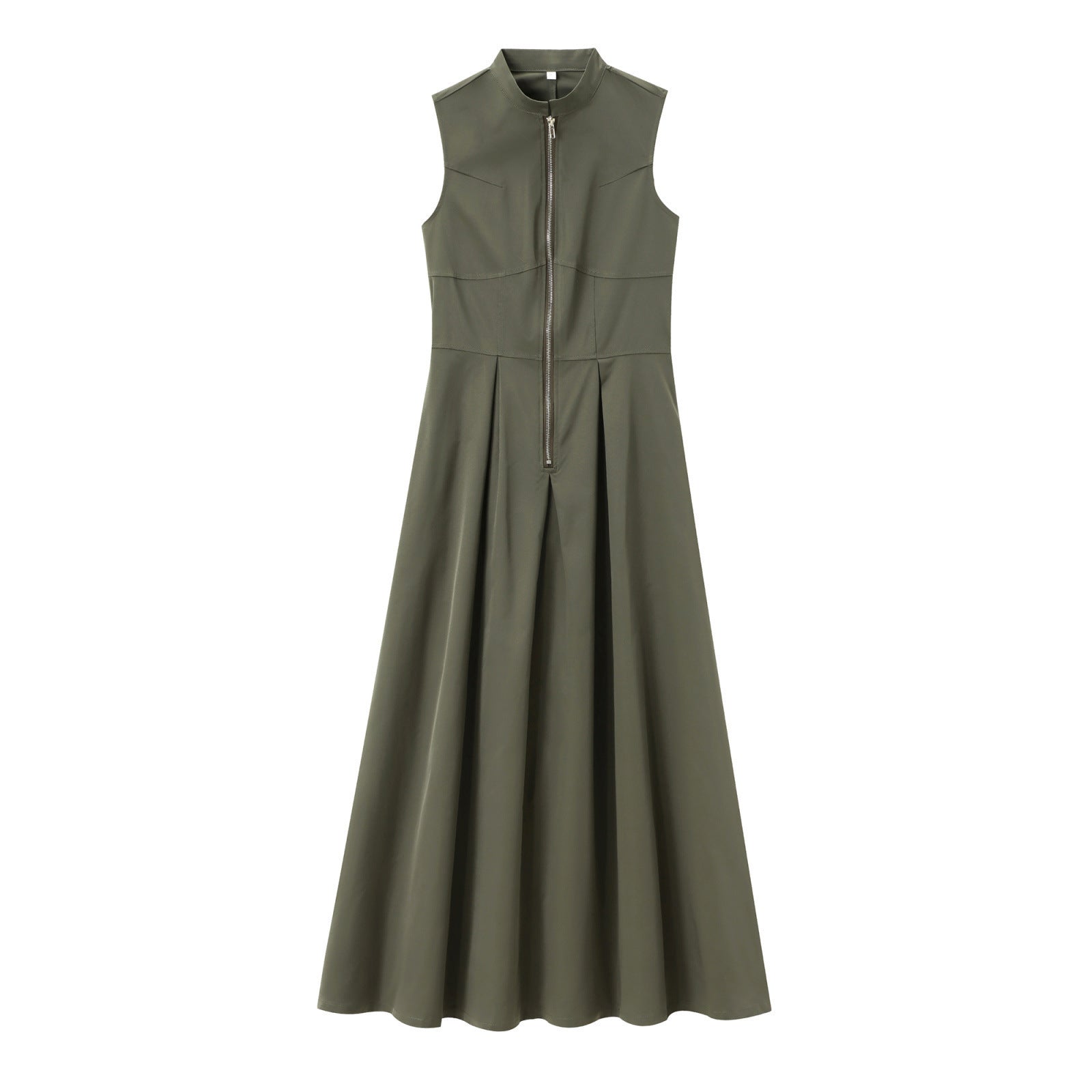 Elegant Solid Color Sleeveless Sheath Dress With Round Neck For Office, Made Of Polyester