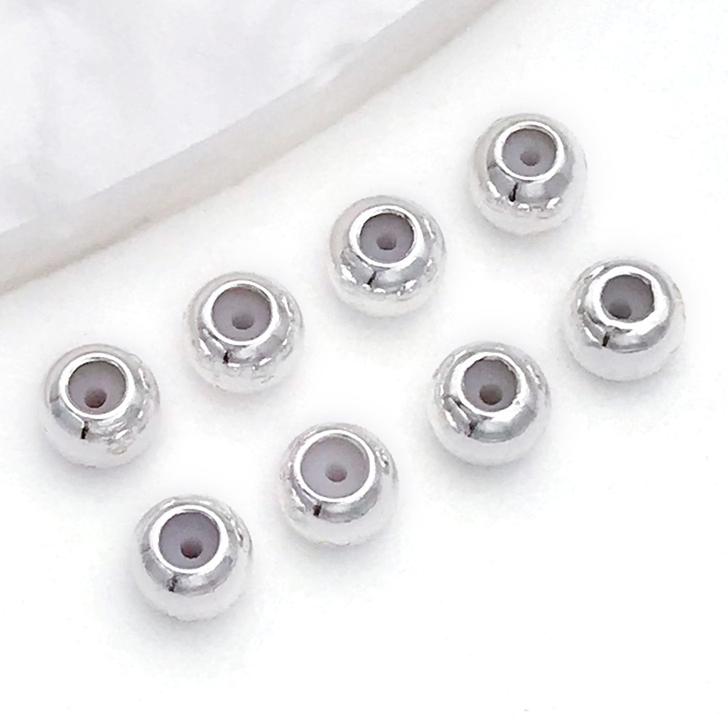 3mm Diameter Copper Crimp Bead With 18K Real Gold Plated Electroplated Finish, Hole Size 3~3.9mm, 1 PCS Package