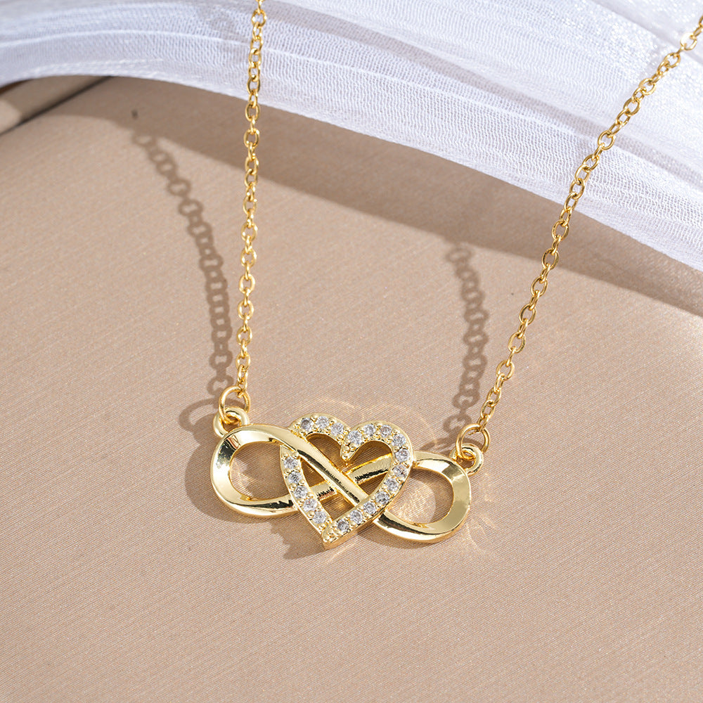 Heart Shape Pendant Necklace For Women With Zircon Inlay, 18K Real Gold Plated Copper, PVD Coated, Featuring Cable Chain