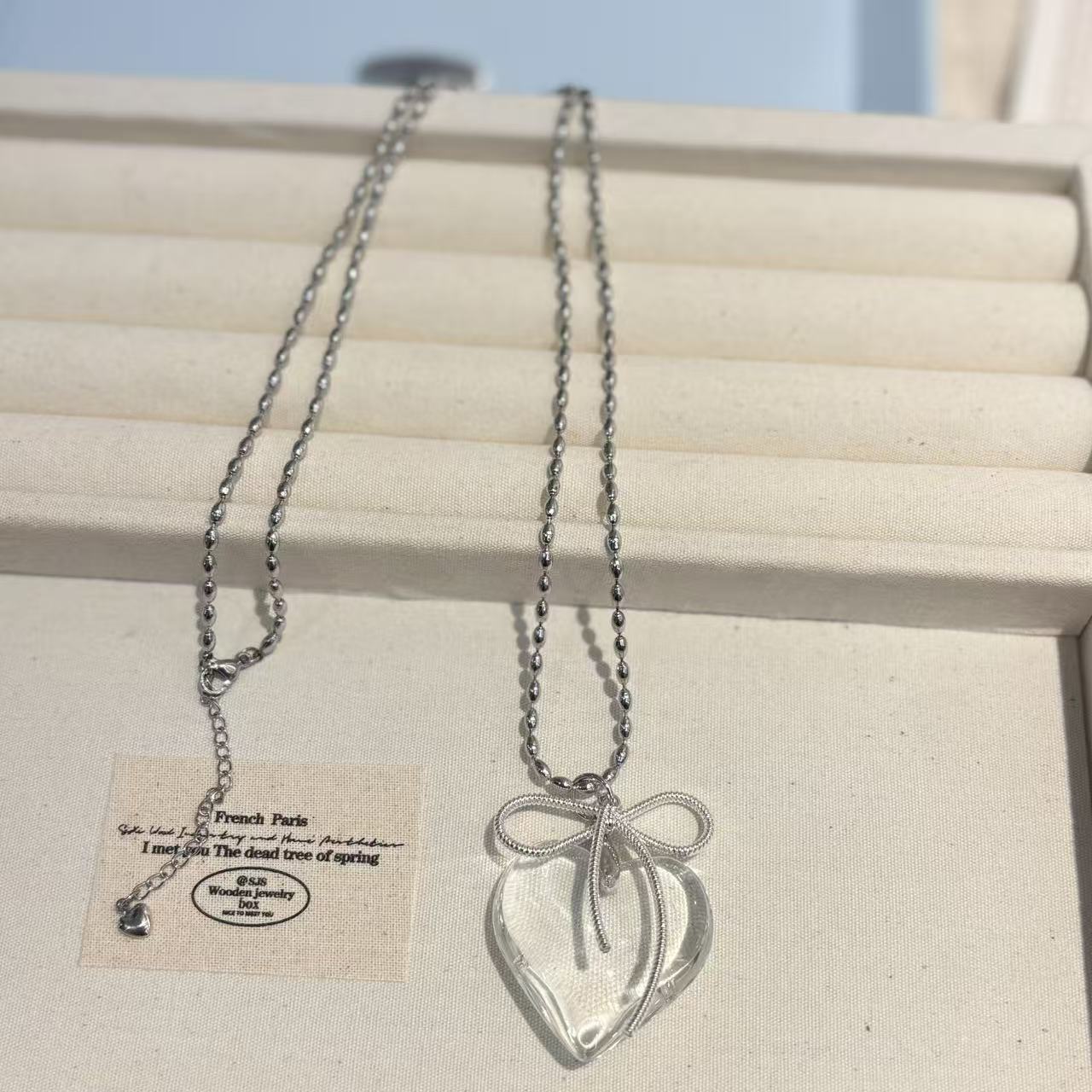 Bow Tie Necklace For Women Featuring Copper Alloy Pendant In Transparent Color, Perfect For Daily Wear