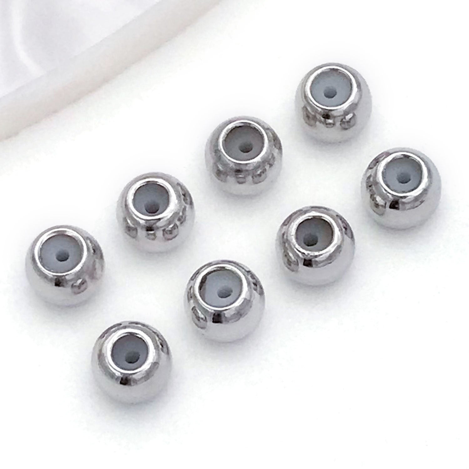 3mm Diameter Copper Crimp Bead With 18K Real Gold Plated Electroplated Finish, Hole Size 3~3.9mm, 1 PCS Package