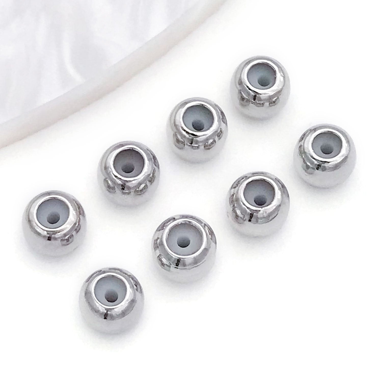 3mm Diameter Copper Crimp Bead With 18K Real Gold Plated Electroplated Finish, Hole Size 3~3.9mm, 1 PCS Package