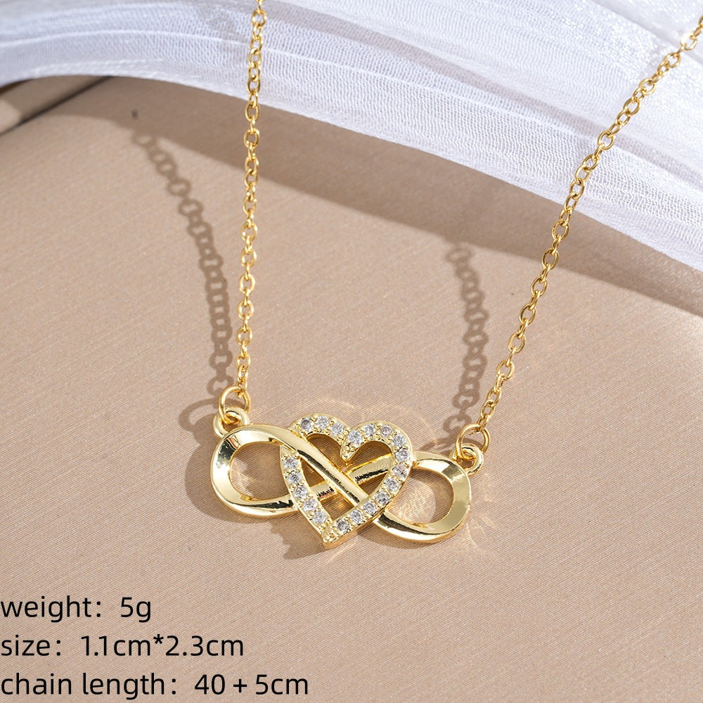 Heart Shape Pendant Necklace For Women With Zircon Inlay, 18K Real Gold Plated Copper, PVD Coated, Featuring Cable Chain