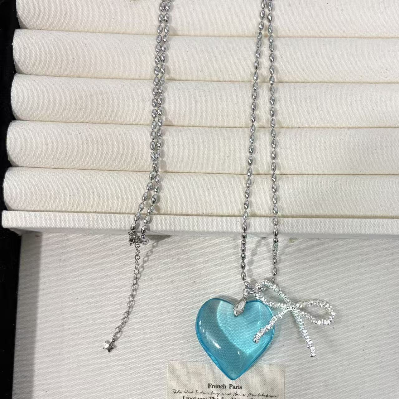 Bow Tie Necklace For Women Featuring Copper Alloy Pendant In Transparent Color, Perfect For Daily Wear