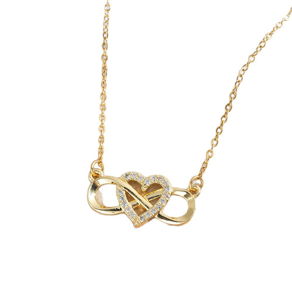 Heart Shape Pendant Necklace For Women With Zircon Inlay, 18K Real Gold Plated Copper, PVD Coated, Featuring Cable Chain