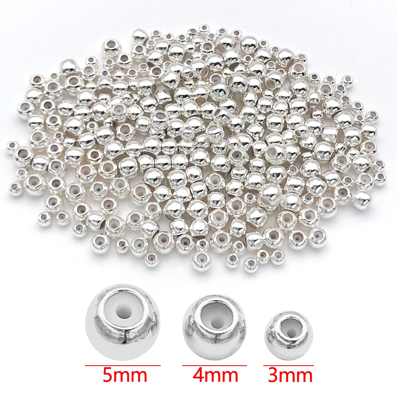 3mm Diameter Copper Crimp Bead With 18K Real Gold Plated Electroplated Finish, Hole Size 3~3.9mm, 1 PCS Package