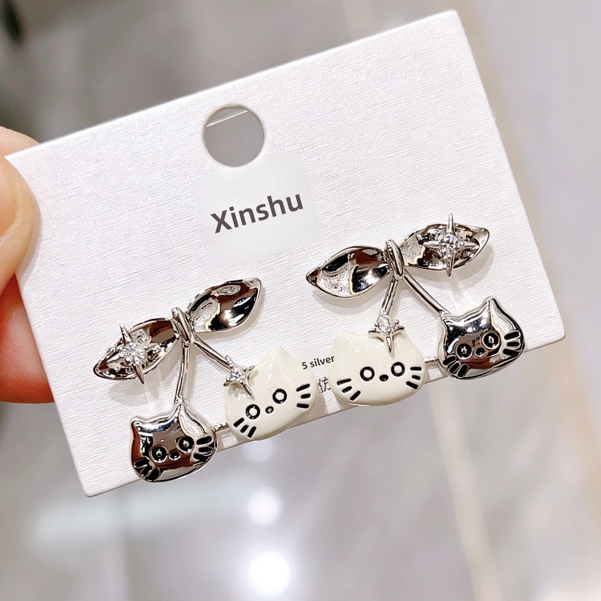 Cherry Earrings For Women Featuring 925 Sterling Silver Posts In Cute Style With Copper Material In Silver Color