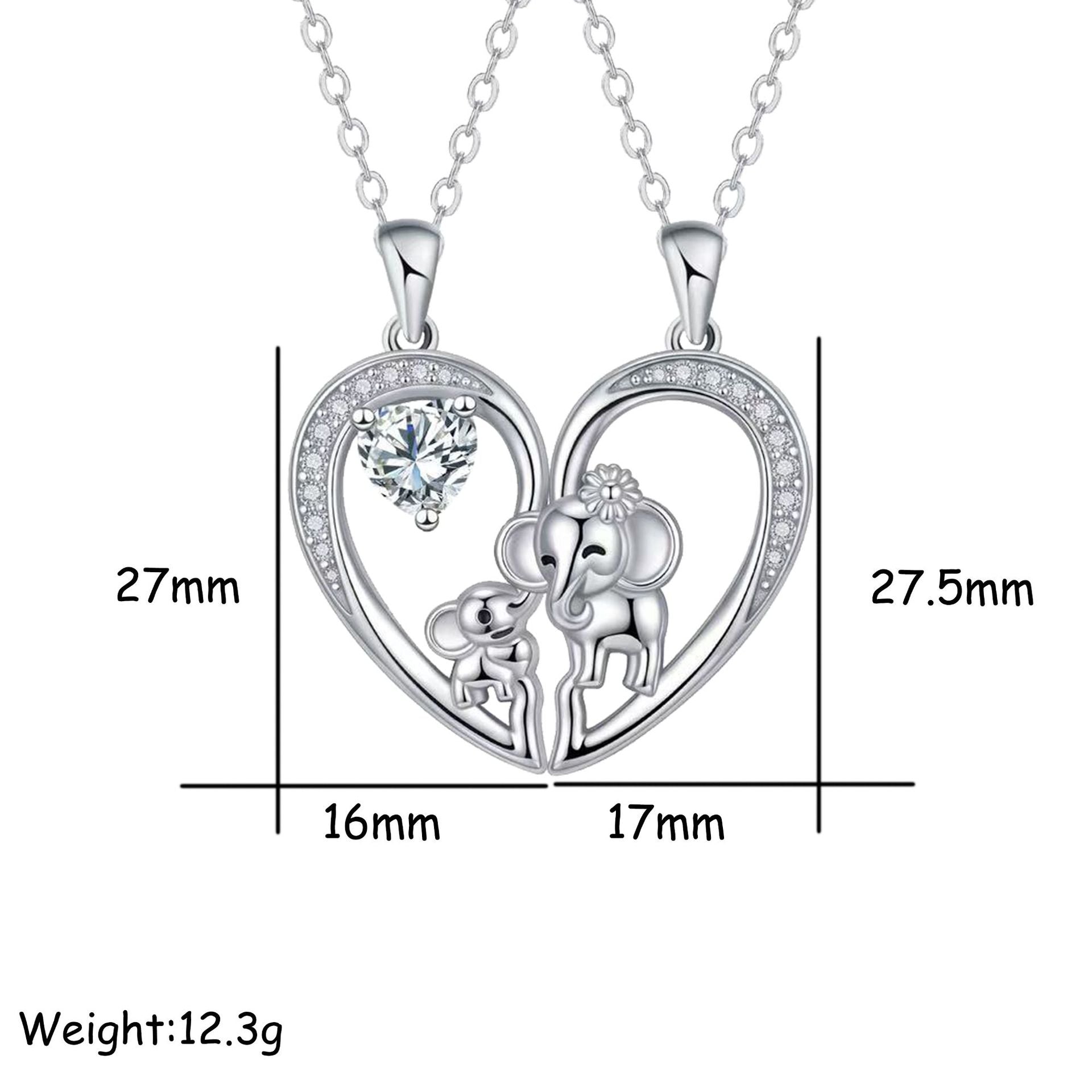 Silver Elephant Pendant Necklace For Women In Copper With Zircon Inlay And Silver Plated Cable Chain