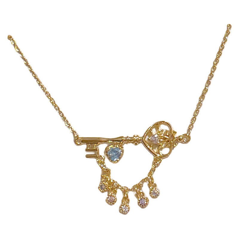 Heart Shape Tassel Necklace For Women In Silver Copper With Zircon Inlay, Featuring Electroplated Craft
