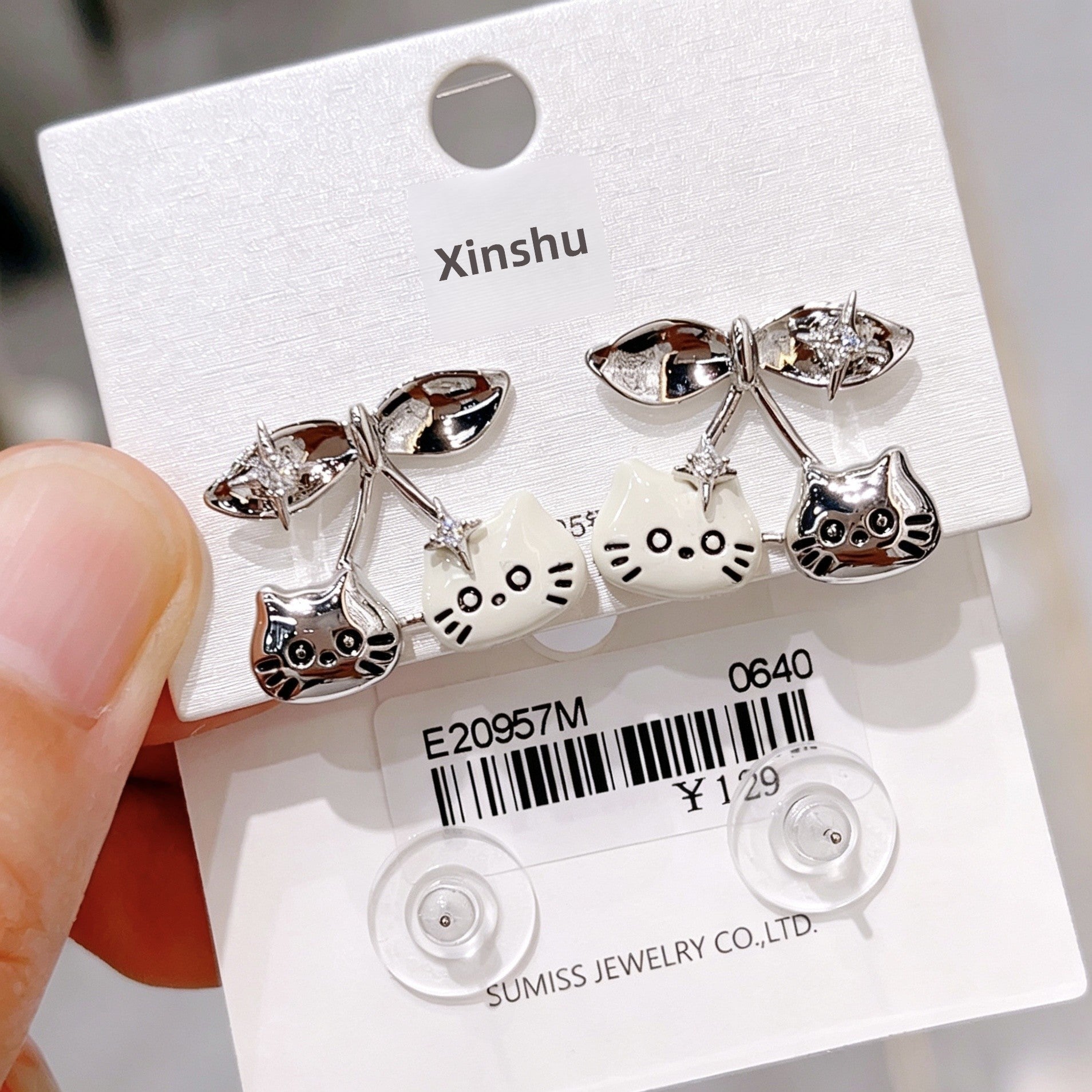 Cherry Earrings For Women Featuring 925 Sterling Silver Posts In Cute Style With Copper Material In Silver Color
