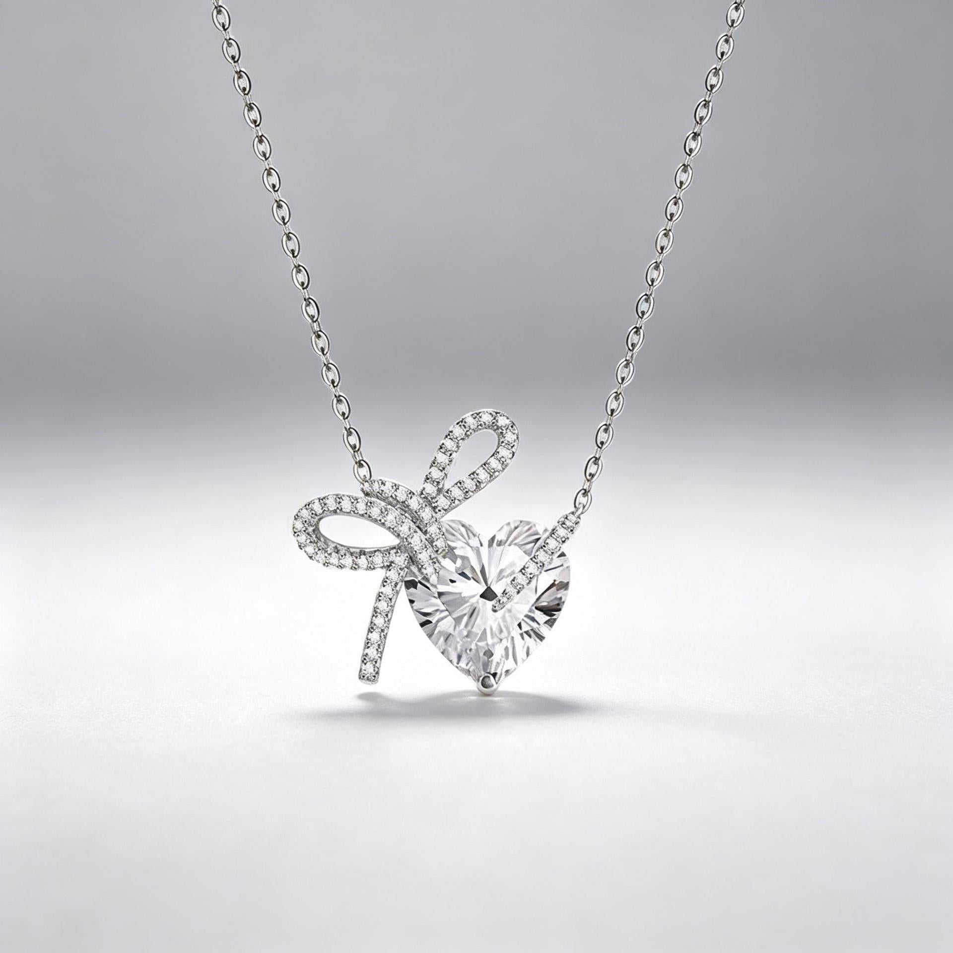 New Style Bow Tie Necklace For Women Featuring Alloy Pendant With Zircon Inlay