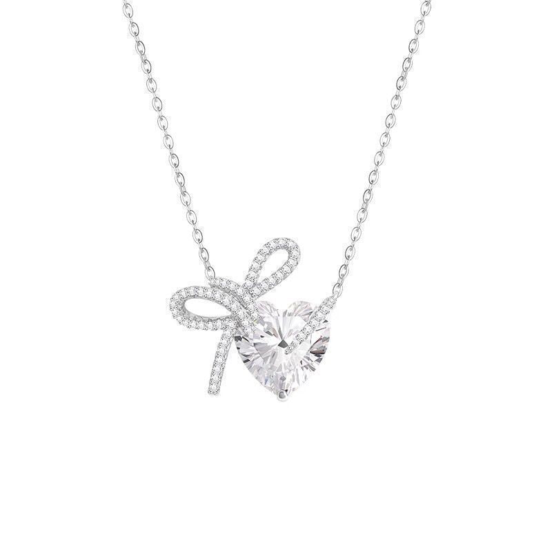 New Style Bow Tie Necklace For Women Featuring Alloy Pendant With Zircon Inlay