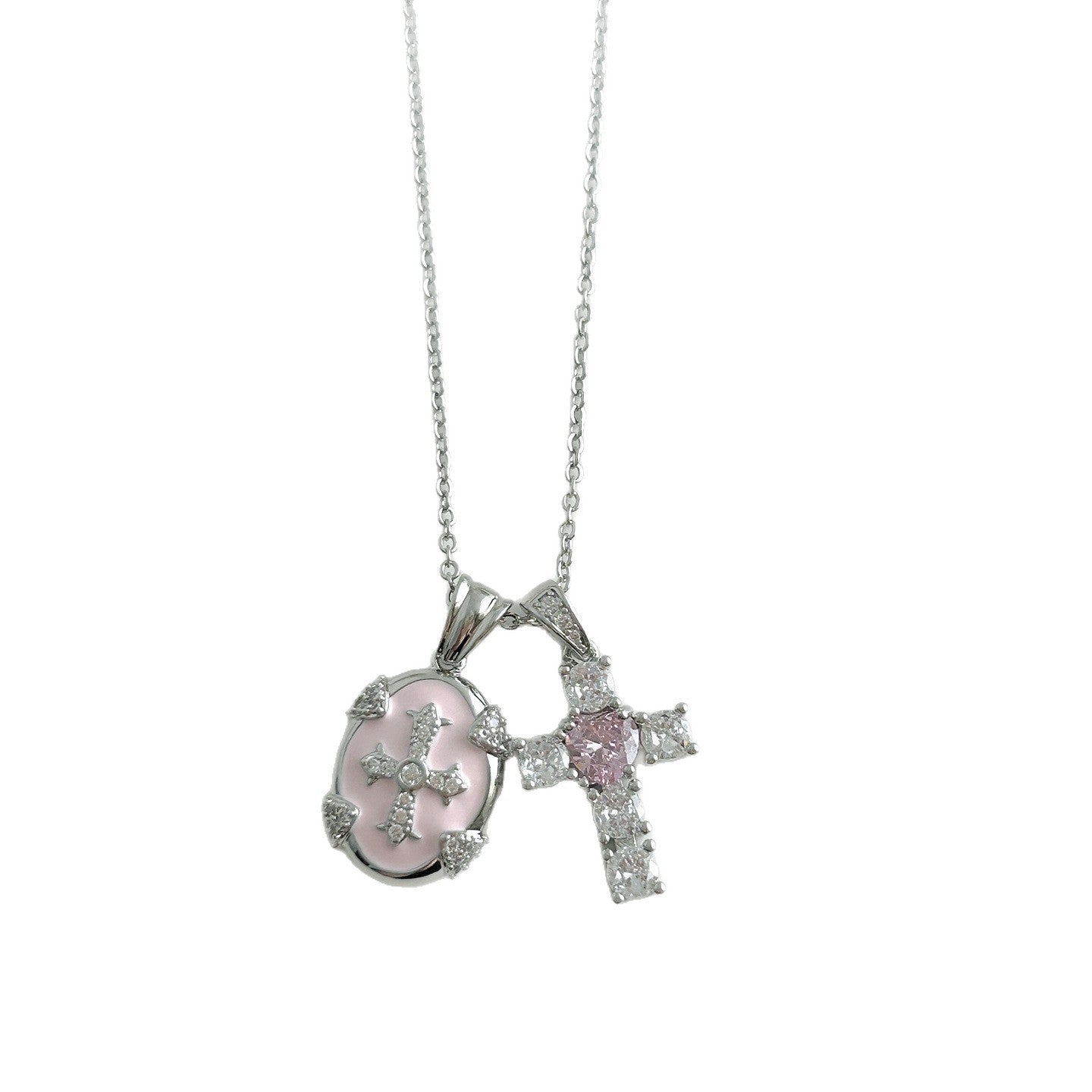 Copper Cross Choker Necklace For Women Featuring Zircon Inlay And Copper Chain