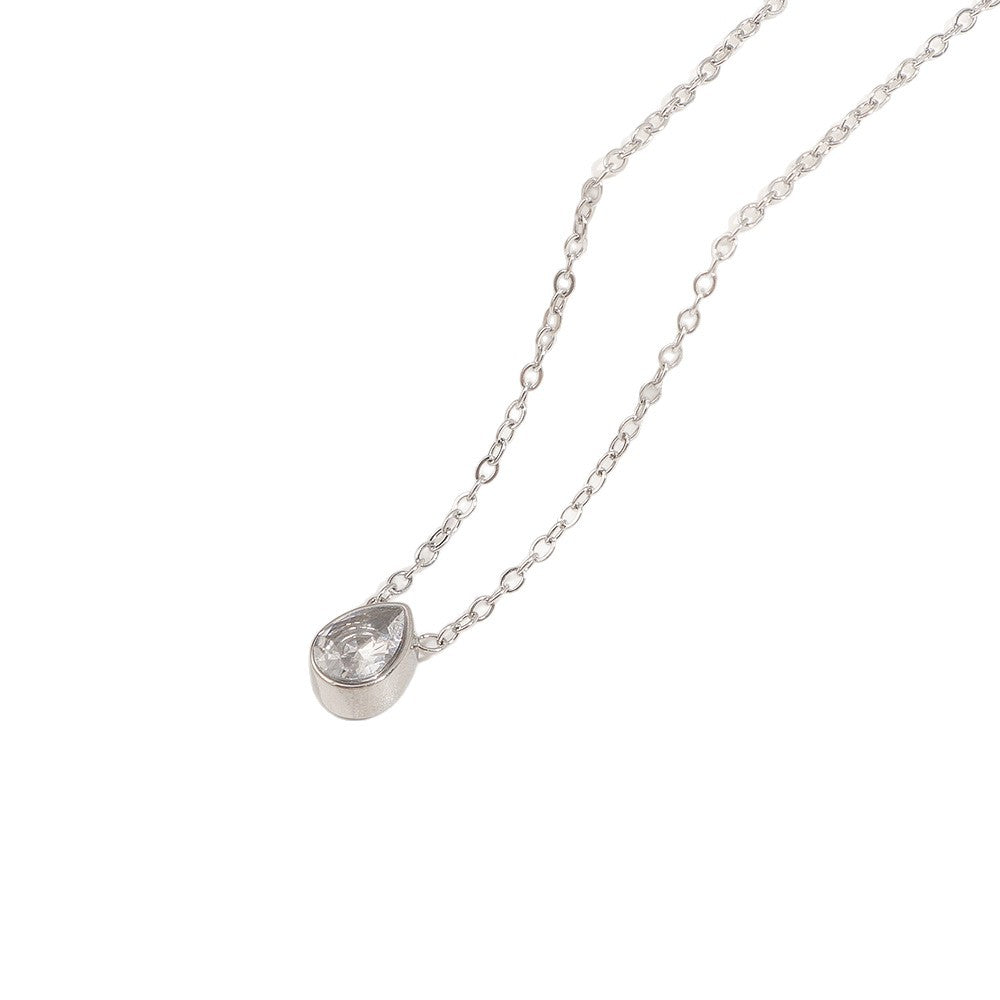 Sweet Heart Shape Necklace For Women In Gold Titanium Steel With Zircon Inlay And Cable Chain