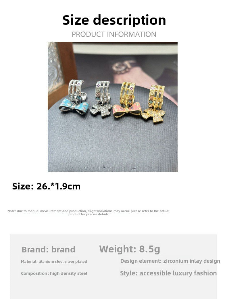 Bow Tie Earrings For Women Featuring Enamel Craft In Silver With 925 Sterling Silver Ear Pins And Copper Material