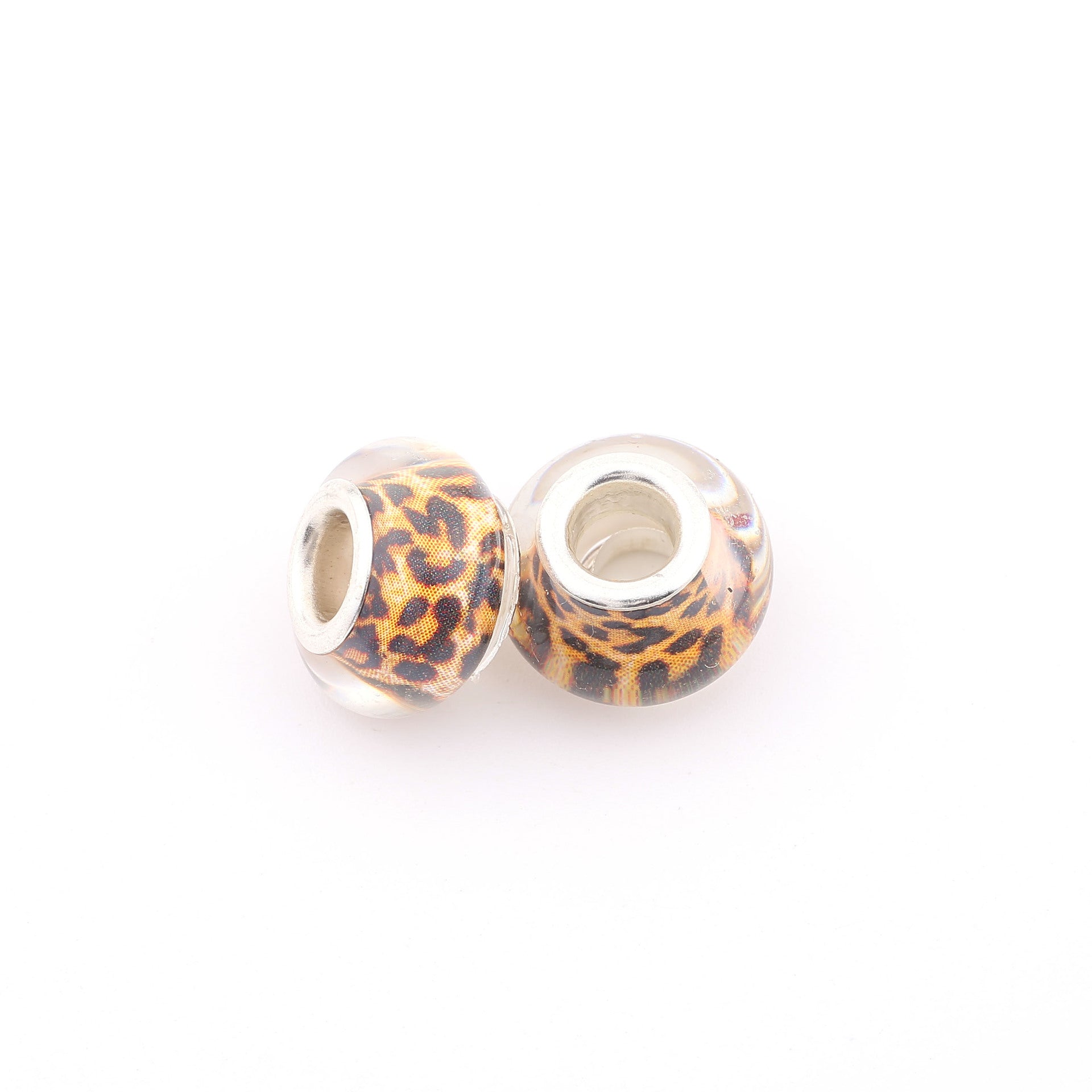 Leopard Print Resin Beads With Hole Size 5~5.9mm Featuring Spray Paint Technique For Jewelry Making Accessories