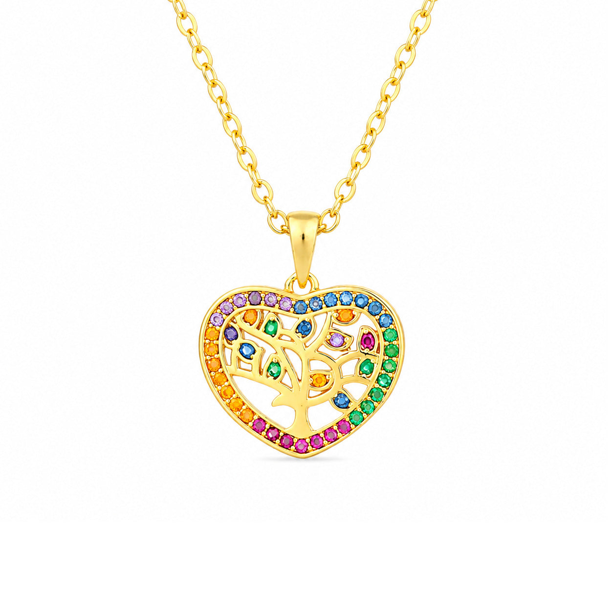 Heart Shape Necklace For Women With Copper Pendant Featuring 18K Real Gold Plating And Zircon Inlay On A Cable Chain