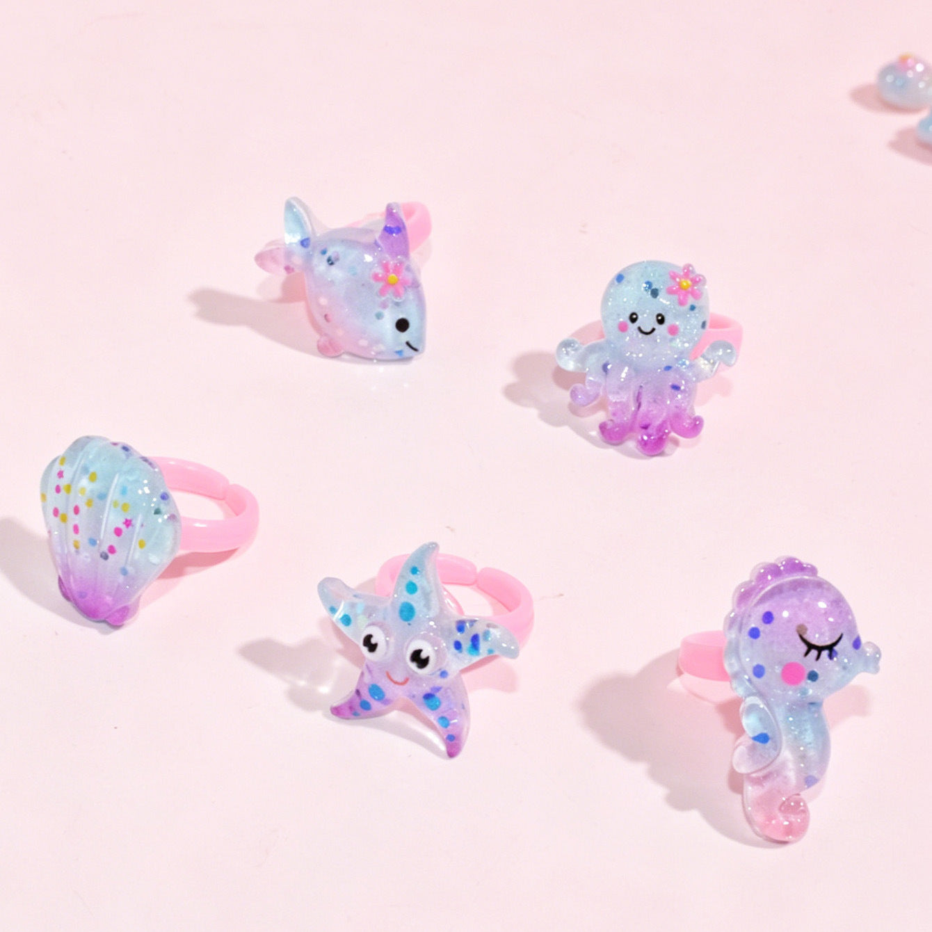 Handmade Ombre Resin Starfish Ring For Kids Featuring Cute Style