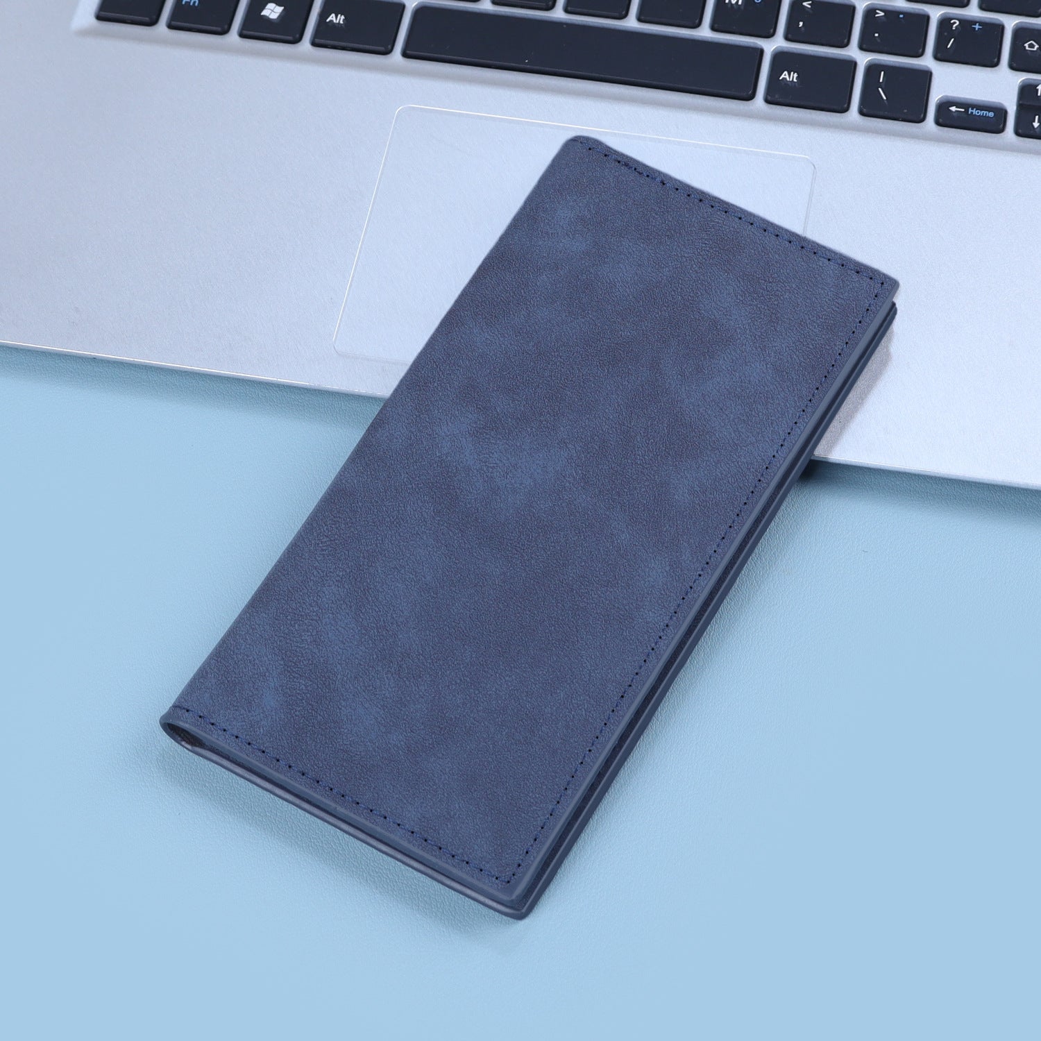 Men's Solid Color Long Wallets Made Of PUR Featuring Sewing Thread, Lightweight Design For Summer Use