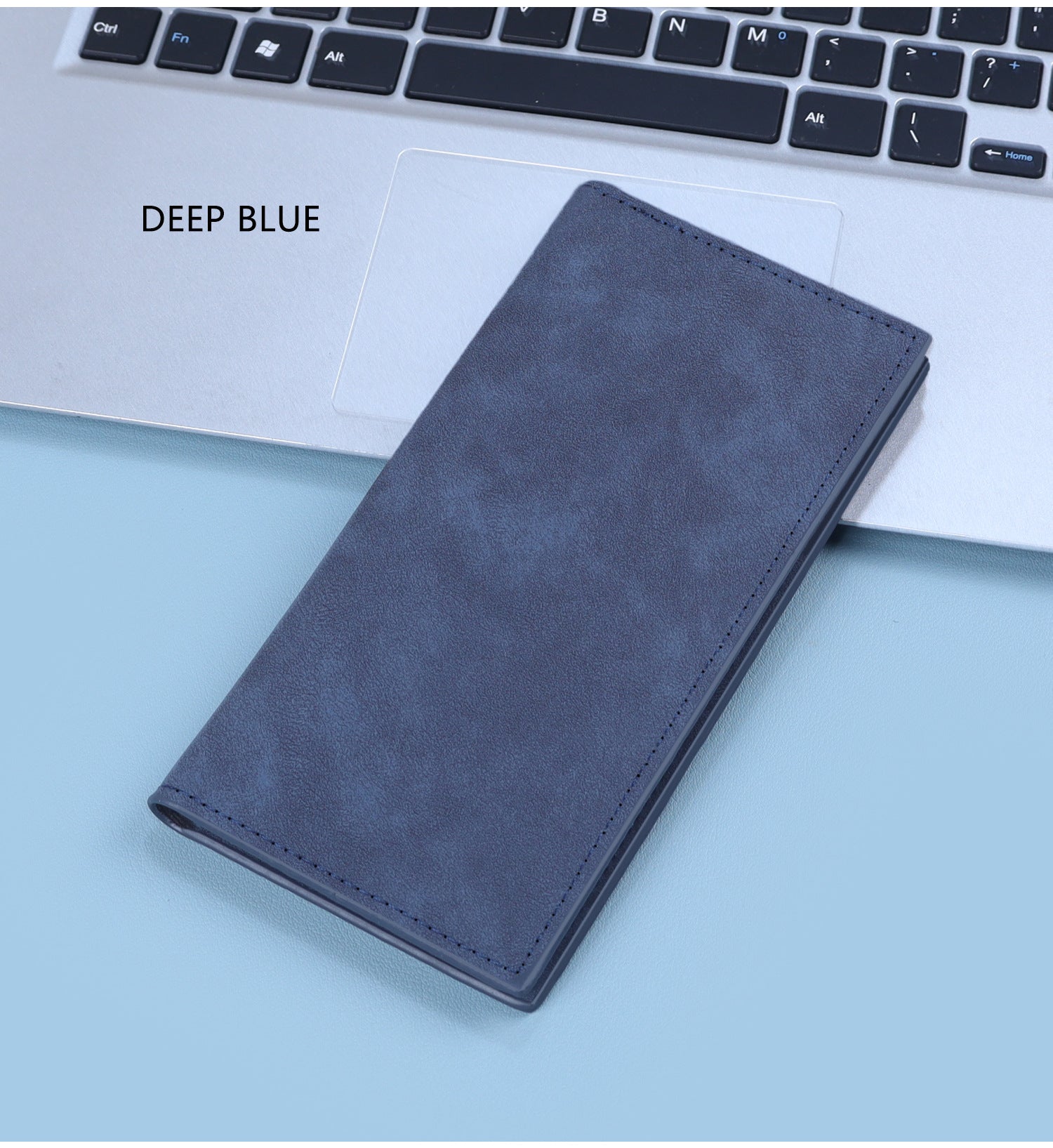 Men's Solid Color Long Wallets Made Of PUR Featuring Sewing Thread, Lightweight Design For Summer Use