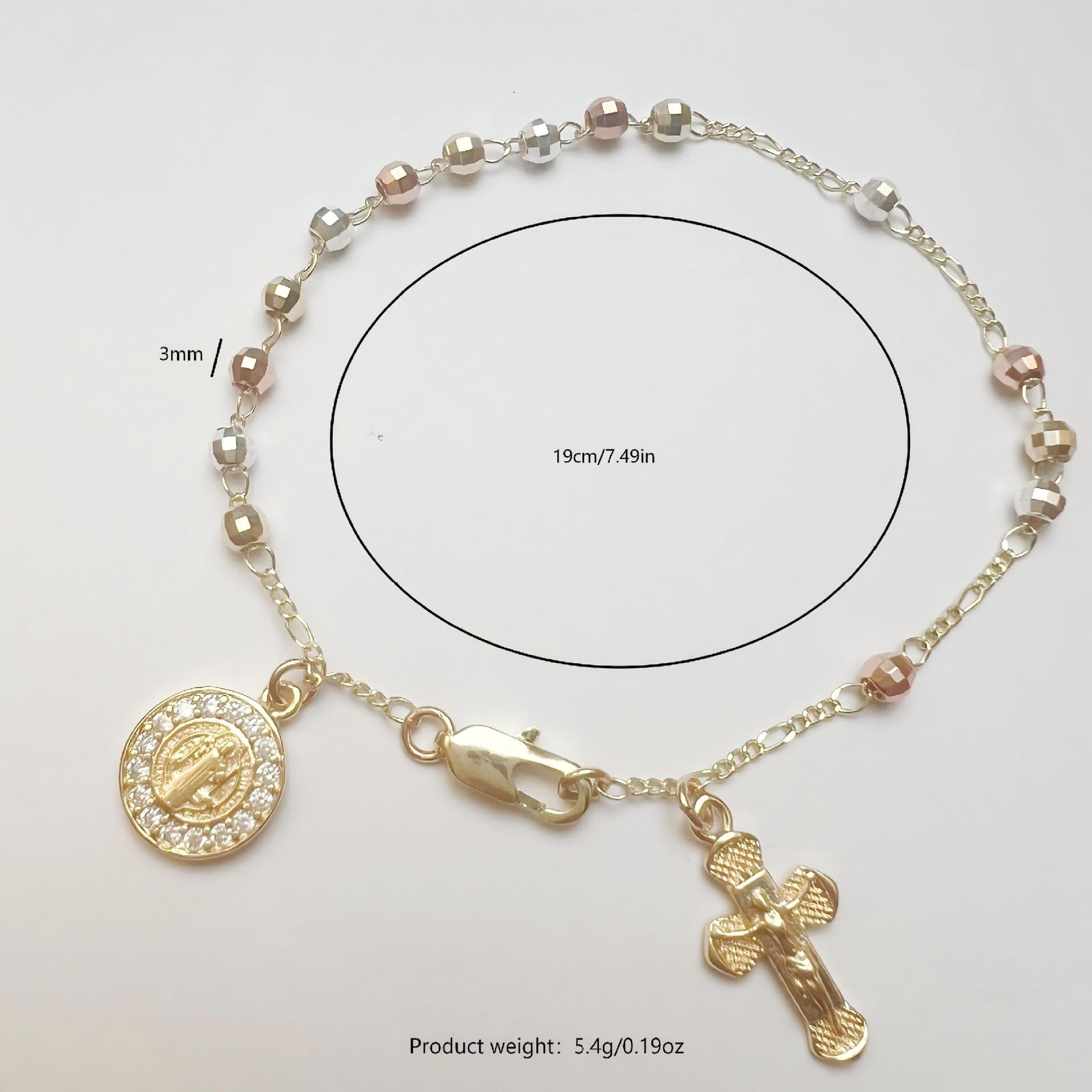 Elegant Cross Beaded Bracelet For Women In Electroplated Copper Featuring Fine Craftsmanship