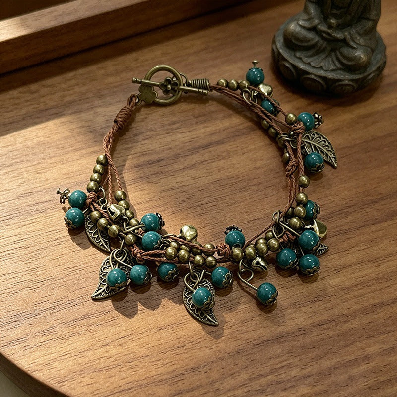 Ethnic Style Cherry Beading Ceramic Bracelet For Women In Colour