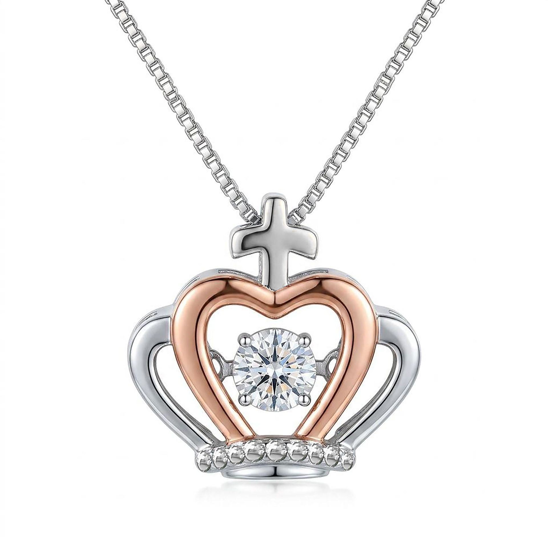 Heart Shape Necklace For Women In Simple Style, Copper Pendant With Zircon Inlay On A Box Chain