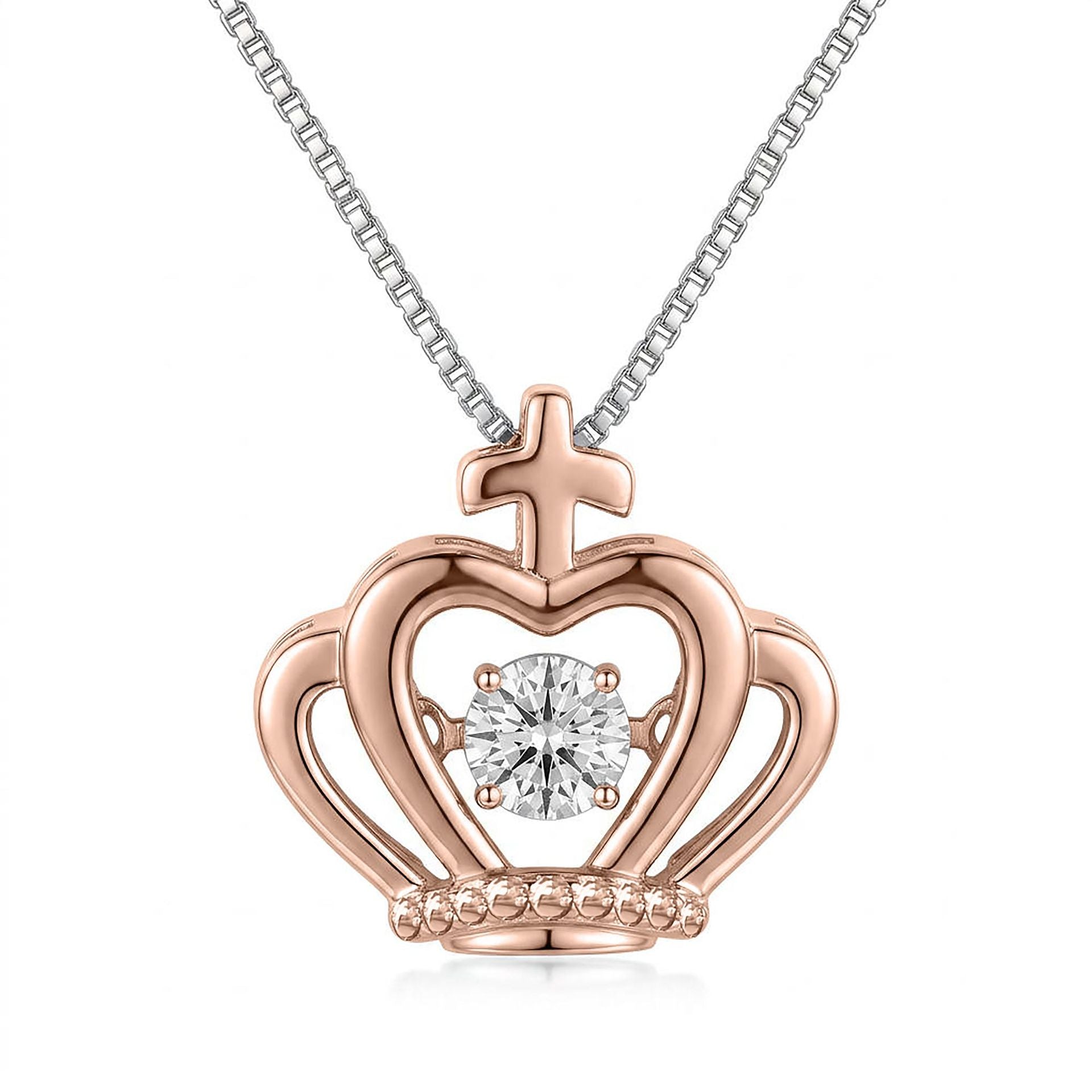 Heart Shape Necklace For Women In Simple Style, Copper Pendant With Zircon Inlay On A Box Chain