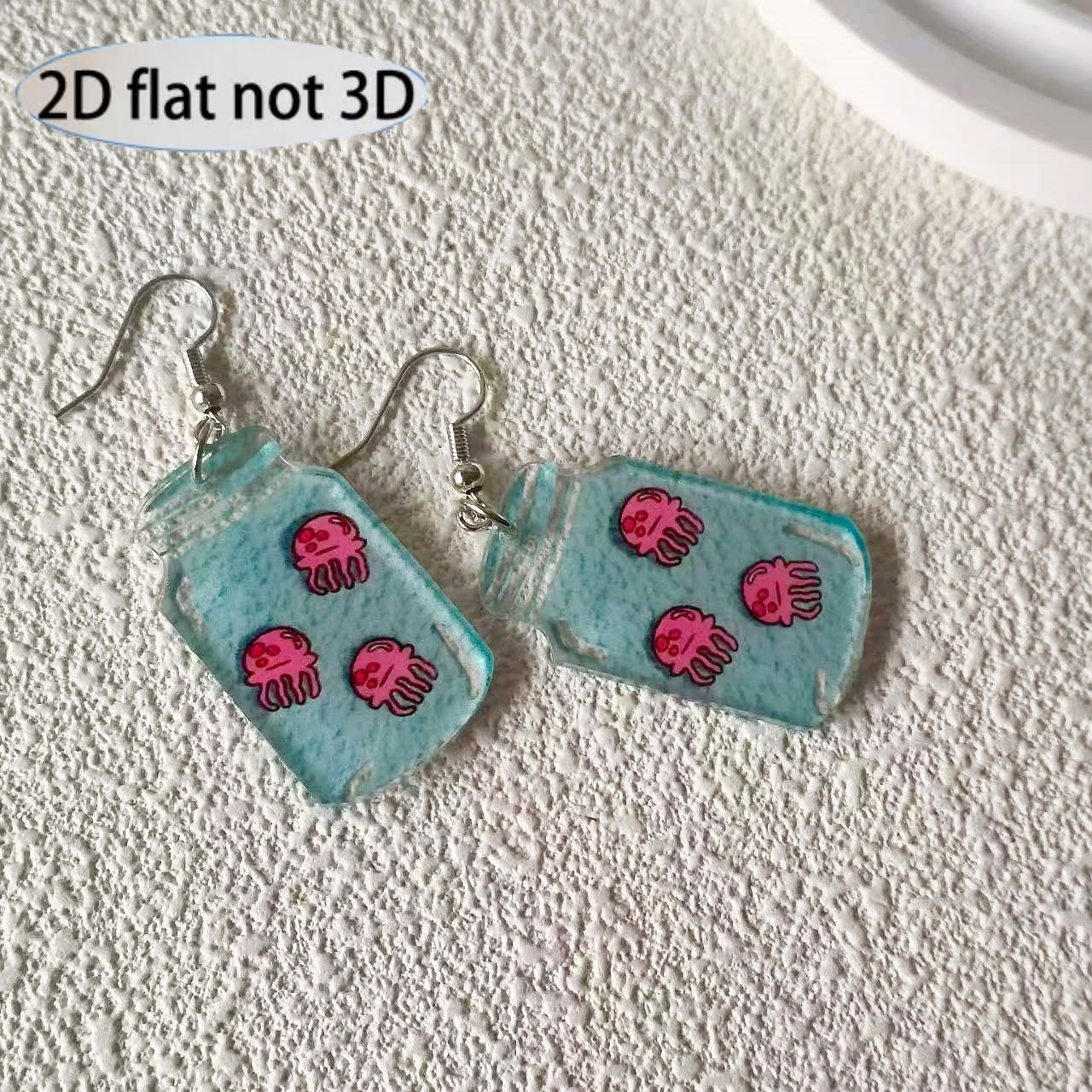 Cute Blue Acrylic Bottle Earrings For Women With Zinc Alloy Ear Pins