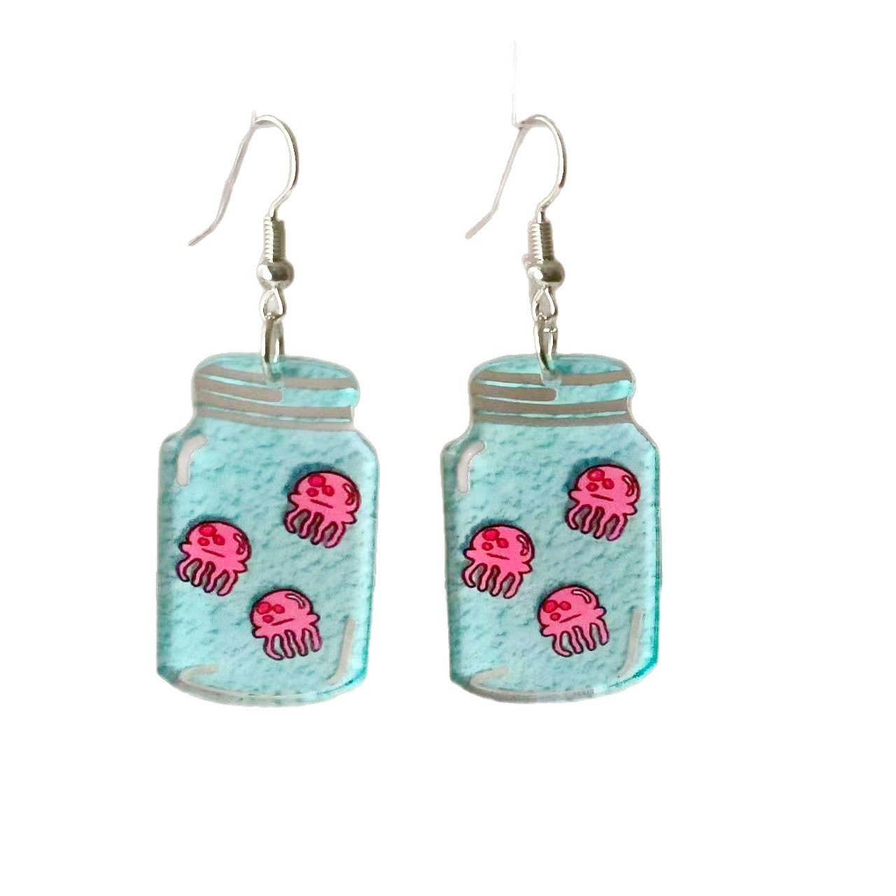 Cute Blue Acrylic Bottle Earrings For Women With Zinc Alloy Ear Pins