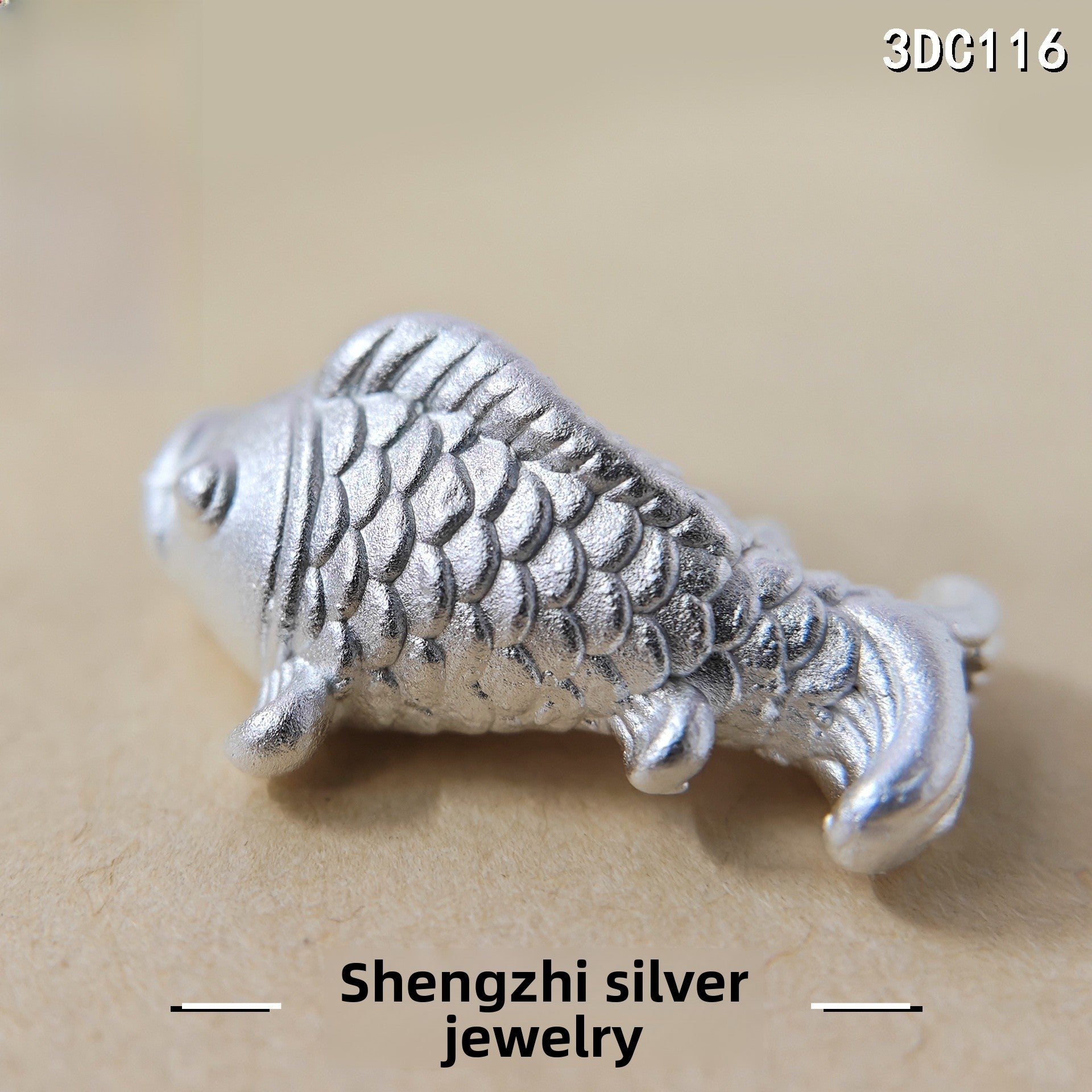 Carp Pendant In S999 Silver With Braid Craft, 1 Piece, Silver Color Featuring Chinoiserie Style Jewelry Accessory