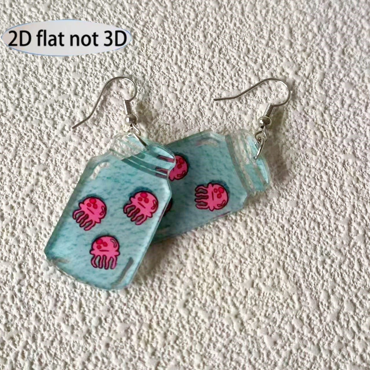 Cute Blue Acrylic Bottle Earrings For Women With Zinc Alloy Ear Pins